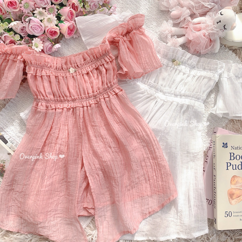 🌸OVP🌸 มี6สี เสื้อเกาะอกปาดไหล่ ต่อแขน ผ้าโรซี่บาง เสื้อเกาะอก