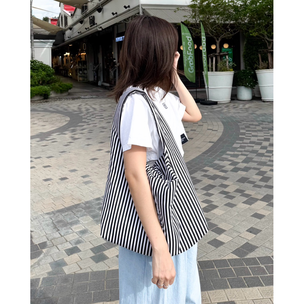 Himawari Baggu Striped Butter Bag (Cotton)