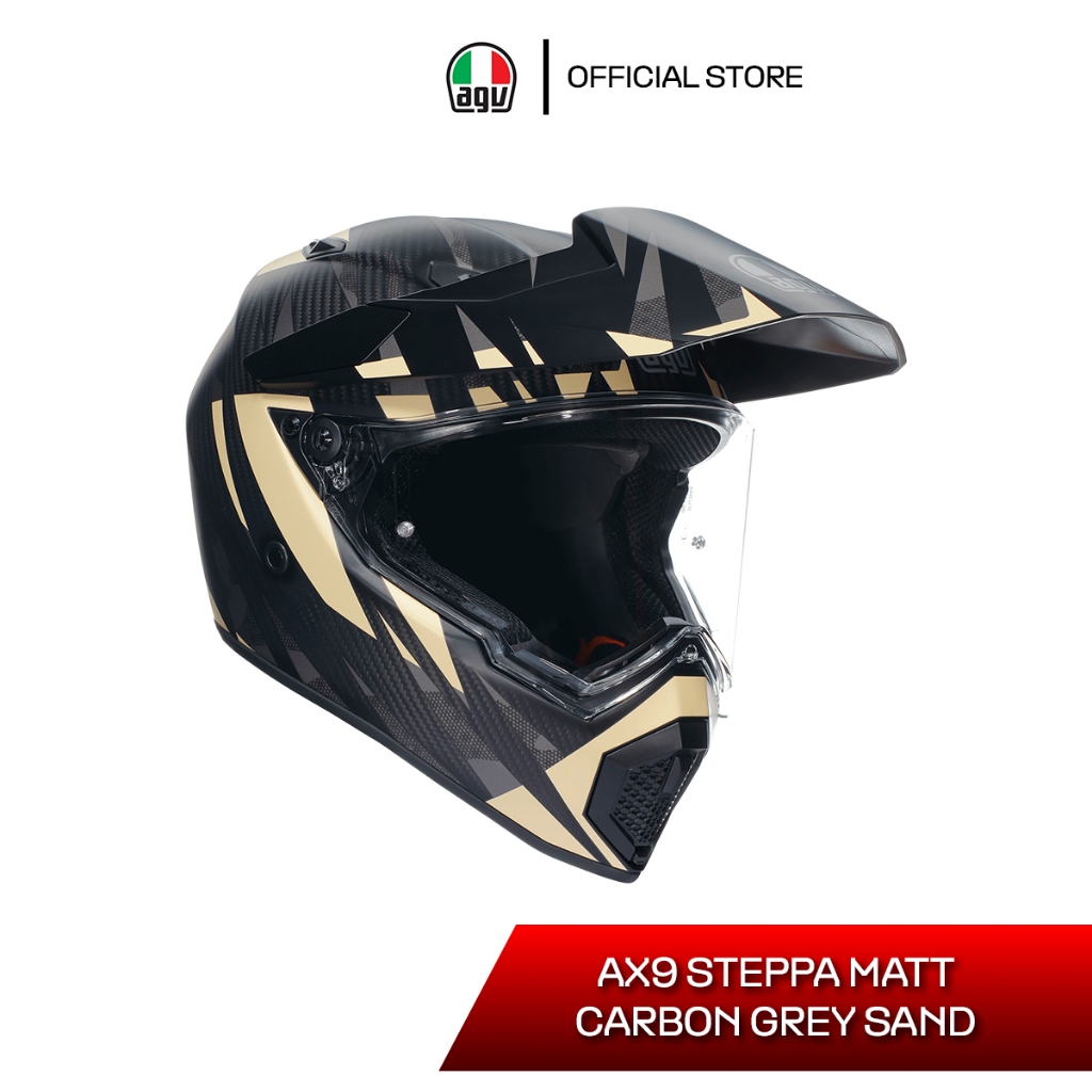 หมวกกันน็อค AGV AX9 / STEPPA MATT CARBON GREY SAND
