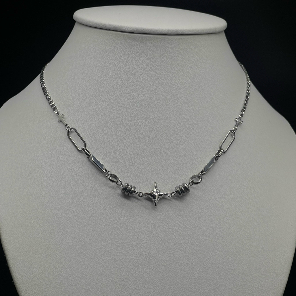 sparkle do on chain necklace / handcrafted stainless 100%