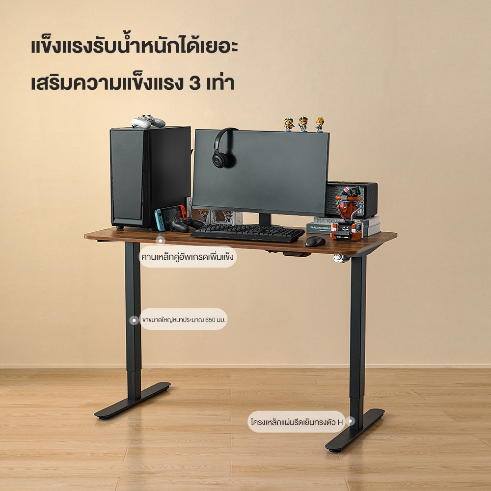 Kris โต๊ะยกไฟฟ้า T05 โต๊ะทำงานเพื่อสุขภาพ หนา 18 มม มอเตอร์คู่  นั่ง-สลับยืนทำงาน รับประกัน 3 ปี อะไหล่ทดแทนฟรี - รูปที่ 6