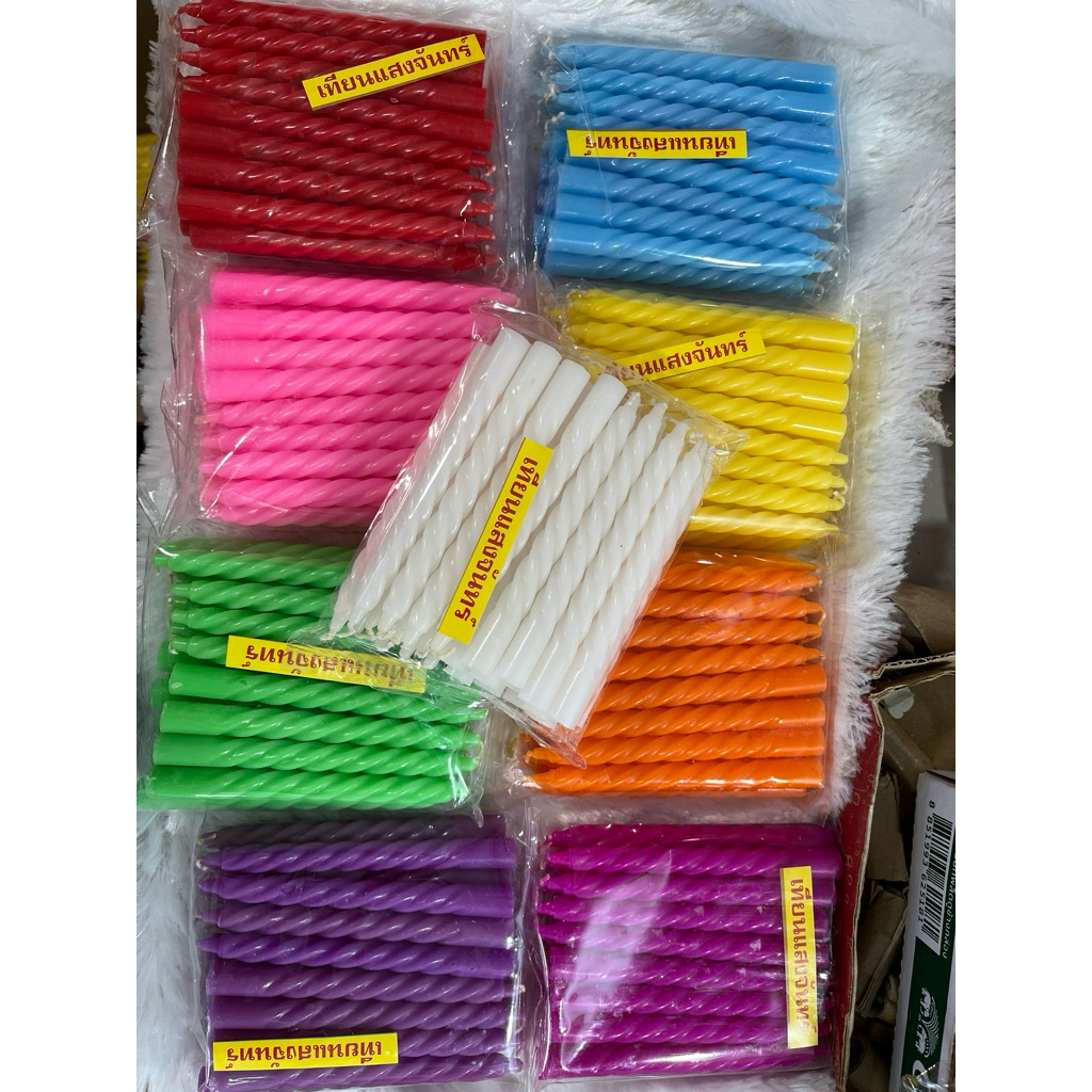#เทียน เทียนเกลียวยาว 5“ เทียนแฟนซีจัมโบ้ เทียนเกลียว เทียนวันเกิด เทียนสืบชะตา เทียนตั้ง แบ่งขาย 2เล่ม/10เล่ม