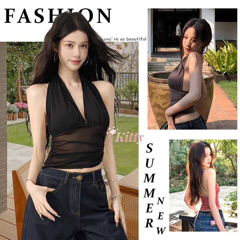Kitty พร้อมส่ง ️เสื้อคล้องคอ สีมินิมอลจับจีบเรียวตัว ใส่สบายสไตล์สาวแซ่บไปเที่ยวก็ปังไปปาร์ตี้ก็โดน – โปรปัง