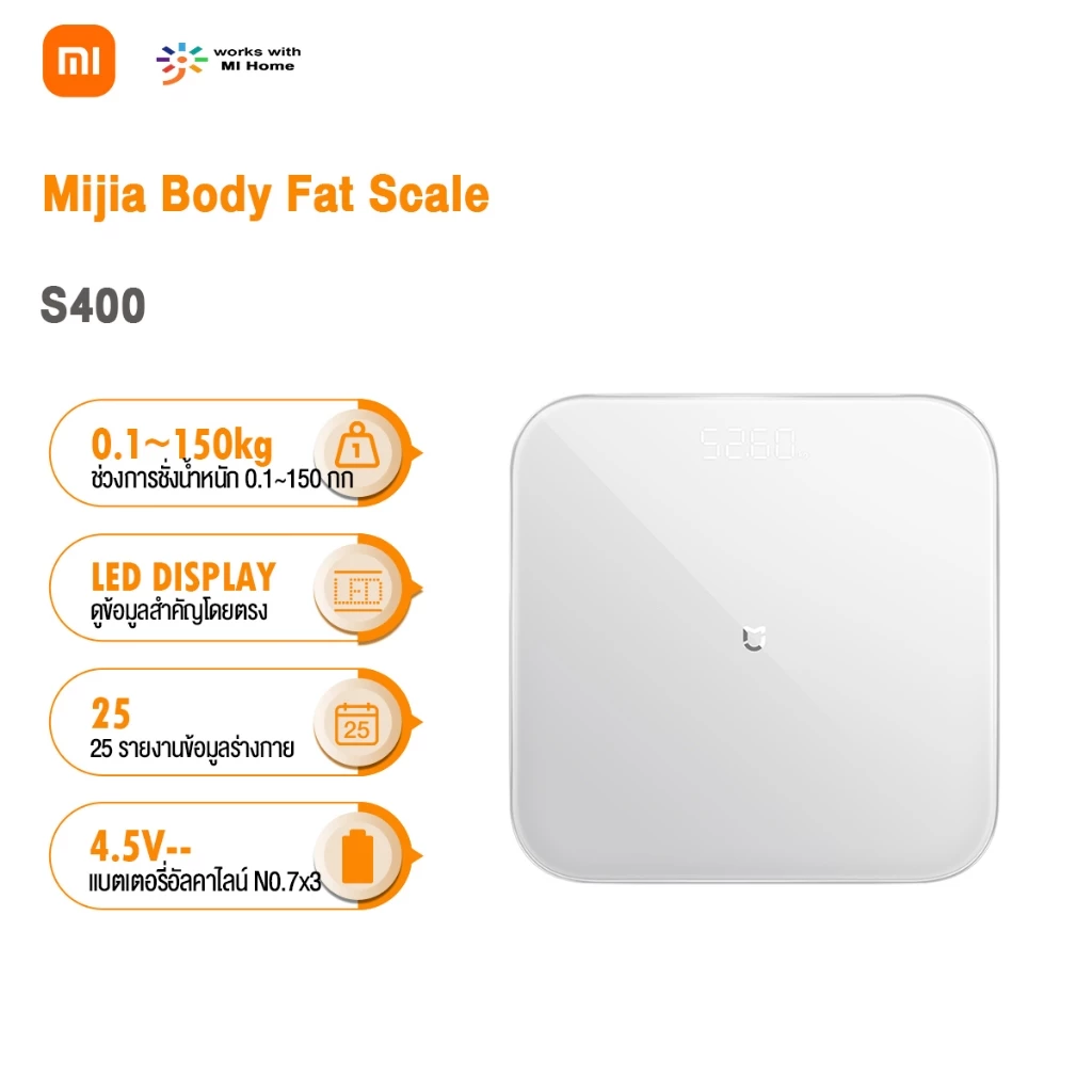 Xiaomi Body Fat Composition Scale S400 เครื่องชั่งน้ำหนักและวัดมวลไขมัน เครื่องชั่งน้ำหนักอัจฉริยะ Chinese Ver