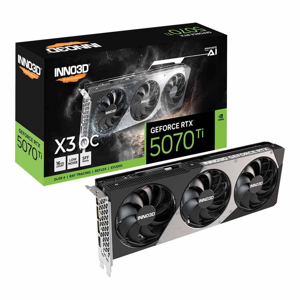 VGA (การ์ดแสดงผล) INNO3D GEFORCE RTX 5070 TI X3 OC 16GB GDDR7 (N507T3-16D7X-176068N)