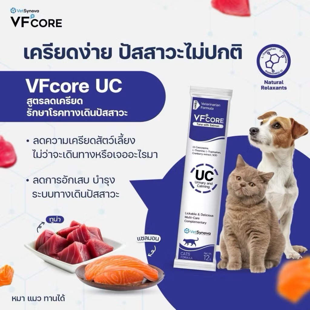 VFcore UC สูตรลดความเครียด และรักษาโรคระบบทางเดินปัสสาวะ สัตว์เลี้ยง