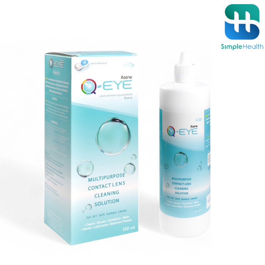 Simple health TH น้ำยาล้างคอนแทคเลนส์ น้ำยาแช่คอนแทคเลนส์ Qeye ชำระล้างฆ่าเชื่อโรค 30-500ml. 2 ชิ้น