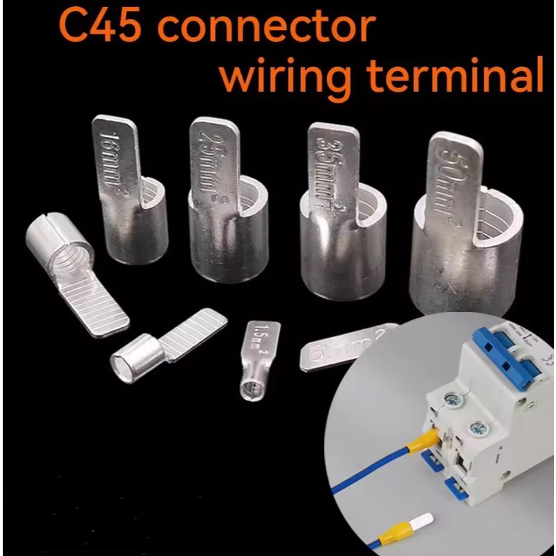 หางปลา หางปลาต่อเบรกเกอร์ แบบเปลือย รุ่น C45 สำหรับสายไฟ 1.5 - 16 Sqmm.C45-1.5 C45-2.5 C45-4 C45-6 C