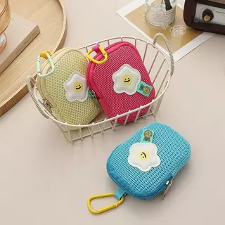 ส่งด่วน GUCSELECTED(B2407) กระเป๋าใส่เหรียญ สัมภาระ หูฟัง ลายดอกไม้ ผ้าตาข่าย