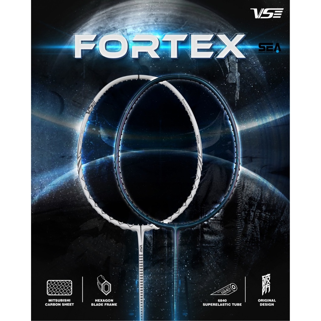 VENSON ไม้แบดมินตัน รุ่น FORTEX (Gray & White) ฟรีเอ็น+กริป+ซอง 4U/Balance 298 mm/Flex Medium/30lbs