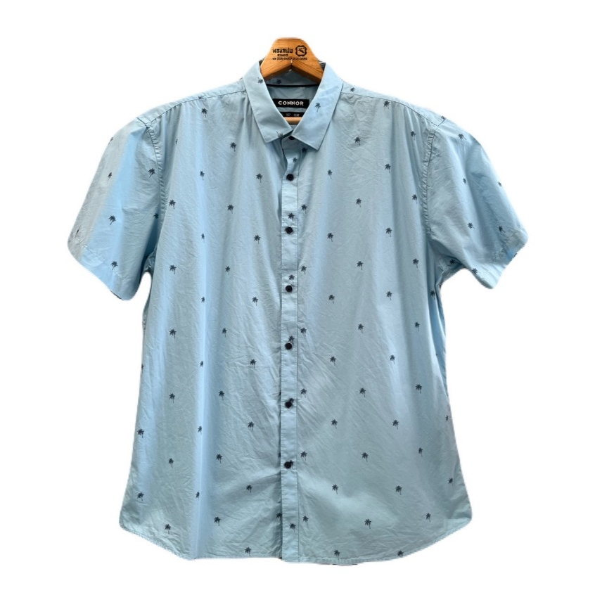 เสื้อเชิ้ต อก48 ไหล่19 ยาว30 สีฟ้า แบรนด์ Connor 100%Cotton (Z70) มือสอง