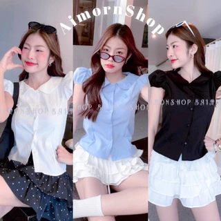 🔥aimorn_shop🔥เสื้อคอปก ทรงแขนตุ๊กตาน่ารักมาก เกาหลีเกาใจสุดๆ ทรงสวย งานดี ฮิตสุดดด