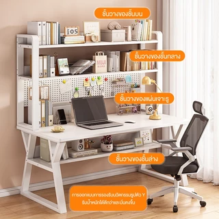 HOME โต๊ะเก็บของแบบมีแผ่นเจาะรู โต๊ะคอมพิวเตอร์ กรอบโต๊ะแบบรวม เดสก์ท็อปขนาดใหญ่ รับน้ำหนักได้มั่นคง โครงเหล็กชนิด K