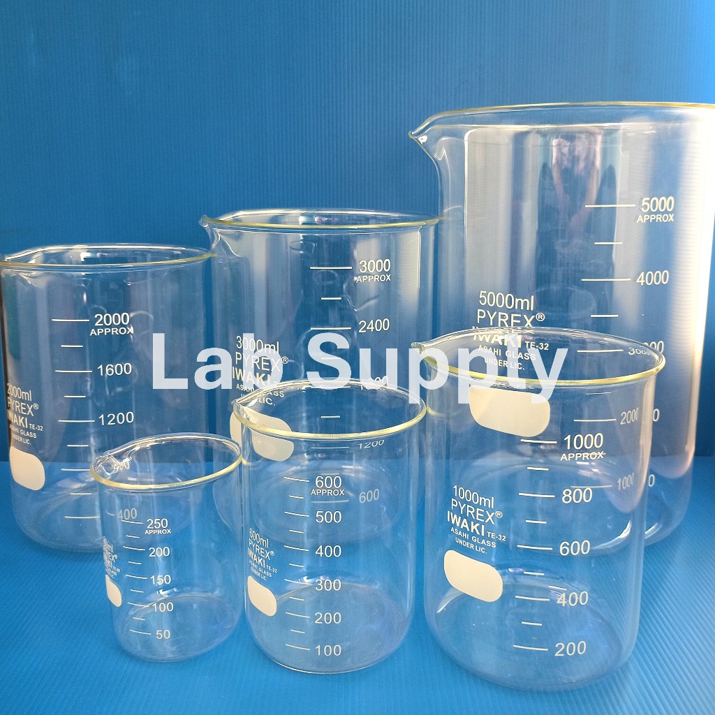 Pyrex Beaker low form (บีกเกอร์แก้ว ยี่ห้อ Pyrex) 100ml, 250ml, 600ml, 1000ml