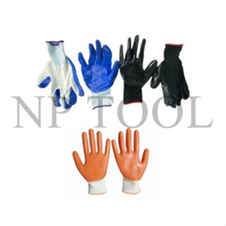 NP-687 ถุงมือไนล่อนเคลือบยาง กันบาด เคลือบหน้ายาง (12 คู่/แพ…
