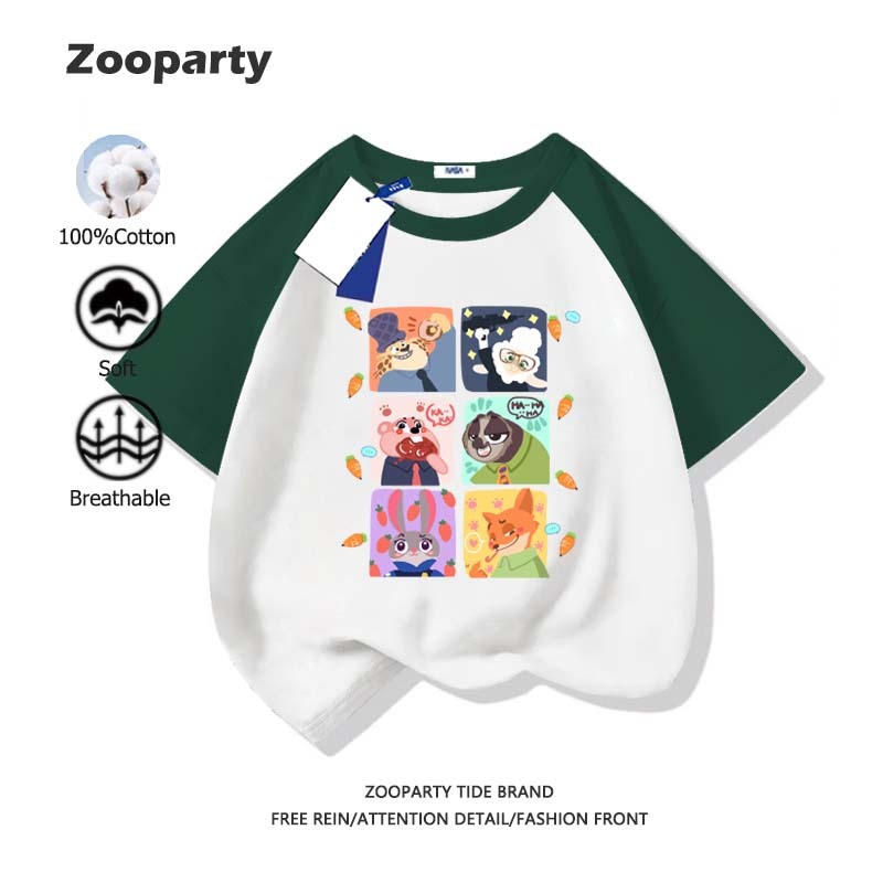 Zootopia 2025 คอกลม เสื้อยืดเด็ก อายุ 3-15 ปี ทั้งเด็กชายและเด็กหญิงสามารถสวมใส่ได้ ผ้าฝ้ายแท้ เสื้อเชิ้ตเด็ก พร้อมส่ง