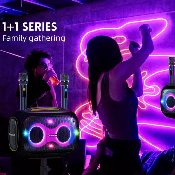 HOPESTAR Partybox ลำโพงบลูทูธ 120W BT5.3 กันน้ำ IPX6 แบต 22000mAh ไมค์ลอย 2 ตัว