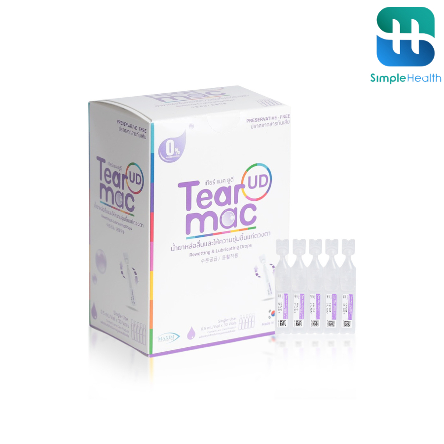 Simple Healthcare น้ำตาเทียม Tear Mac UD 30 หลอด ปราศจากสารกันเสีย ลดการระคายเคืองตา ขนาด 0.5ml