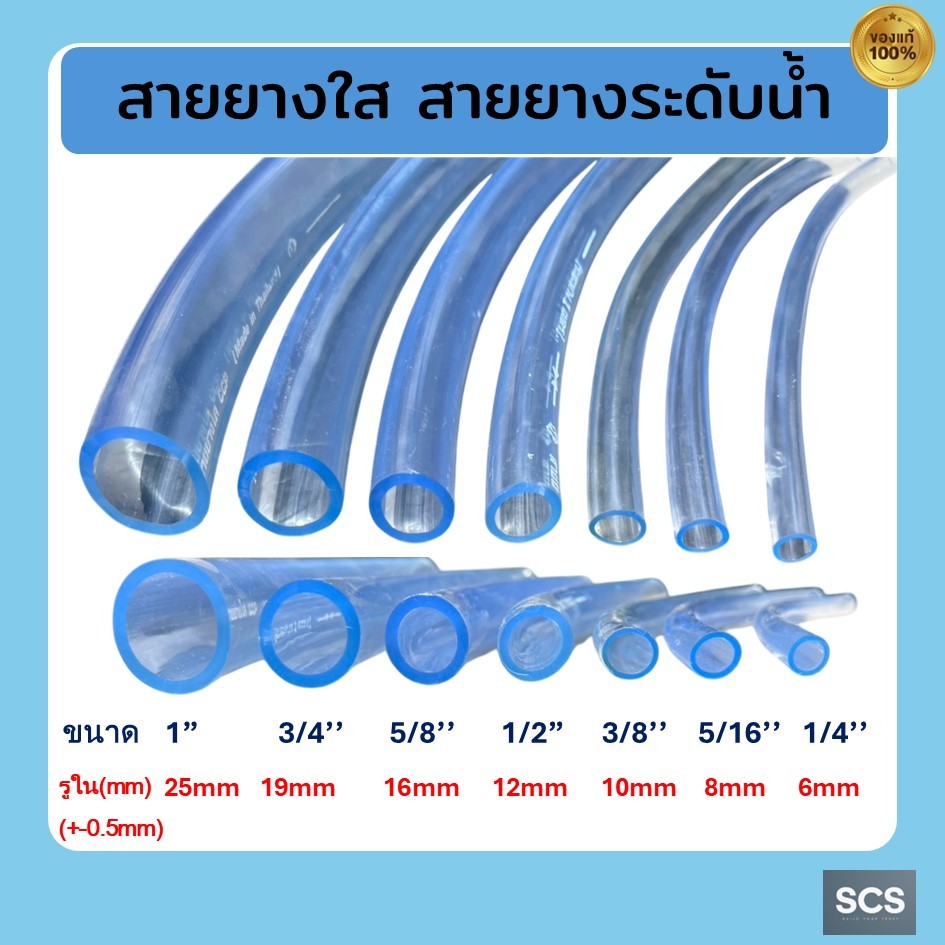 (1หน่วย = 1 เมตร) สายยาง สายยางระดับน้ำ ขนาด 1/4"(2หุน)-1''(1นิ้ว) สายยางใส สายยางรดน้ำ สายยางระดับน้ำ สายยางฉีดน้ำ