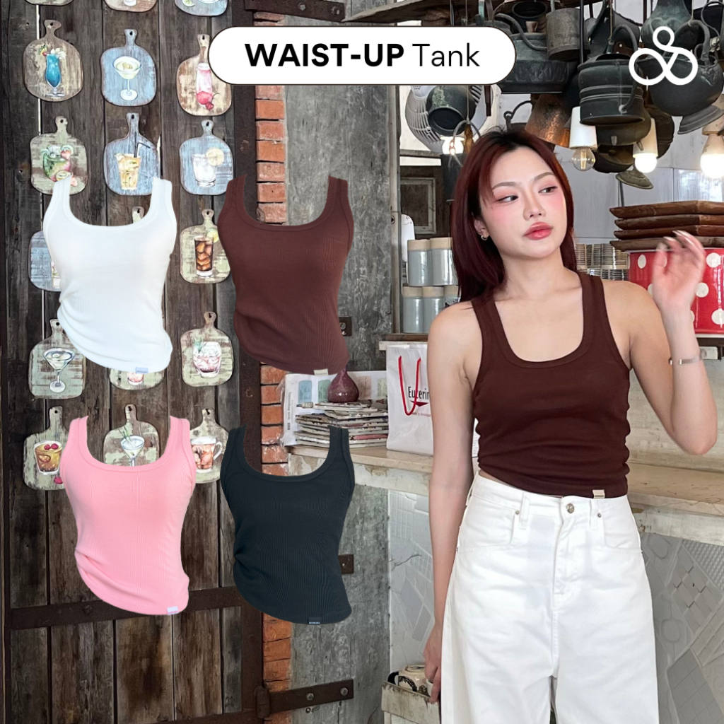 Sistersfabric - Waist-Up Tank เสื้อกล้ามดีเทลเย็บย่น 1 ข้าง ผ้าร่องยืดหยุ่น เก็บหุ่นทรงสวย