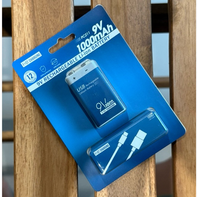 ถ่านชาร์จ9V ชาร์จผ่านUSB Type-C แถมสายชาร์จในชุด
