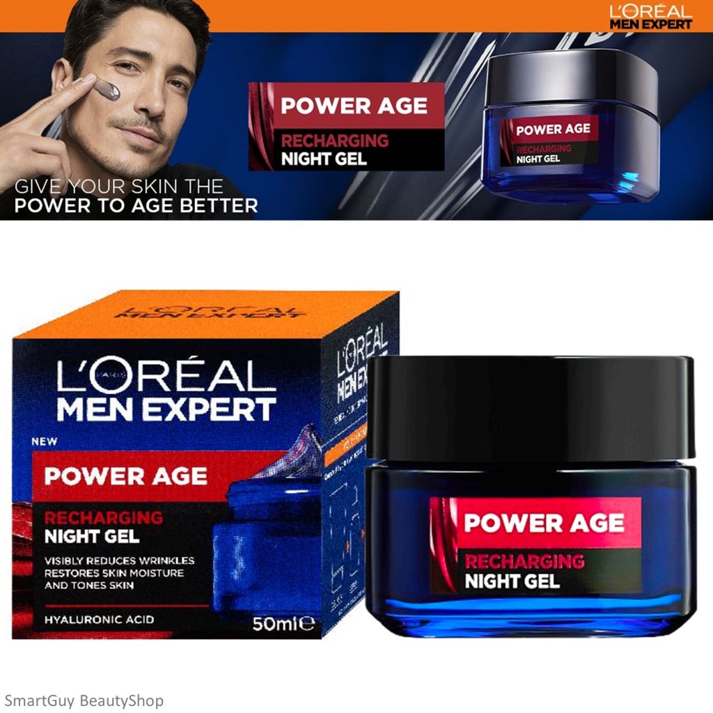 L'Oréal Men Expert Power Age Recharging Night Gel 50ml ผลิตภัณฑ์บำรุงผิวหน้าผู้ชายตอนกลางคืนสูตรพิเศษจากออสเตรเลีย