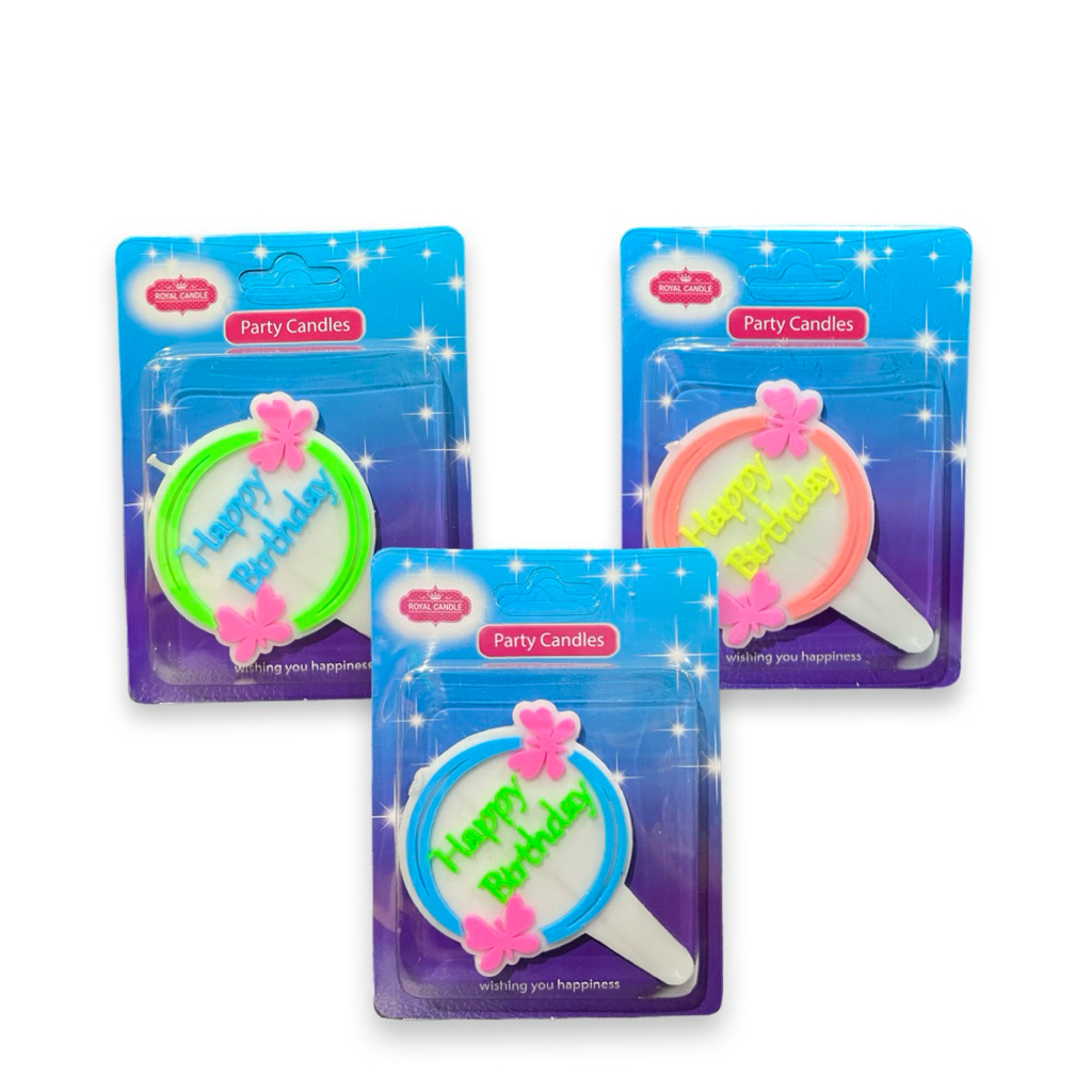 เทียนวันเกิด BIrthday Candles วงกลมกับผีเสื้อ (1 เเพ็คบรรจุ 10 ชิ้น)