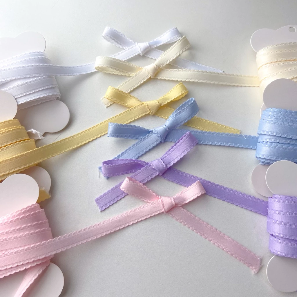 ♡ พร้อมส่ง | (5 หลา) Ribbon โบว์ ริบบิ้น ขอบหยัก ขนาด 10 mm / 1 cm
