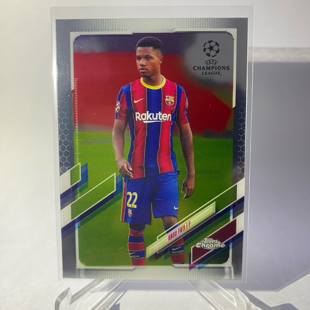 การ์ดนักฟุตบอล สำหรับสะสม ANSU FATI, BARCELONA, TOPPS CHROME 2021