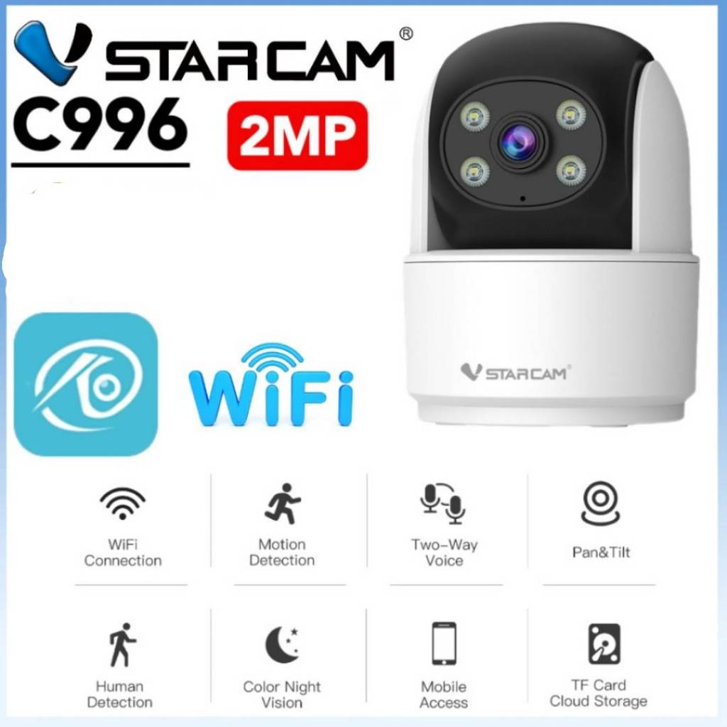 กล้องวงจรปิดไร้สายWIFI 1296p Vstarcam รุ่น C996 2MP / Vstarcam รุ่น CS996 3MP Indoor Wi-Fi Security 