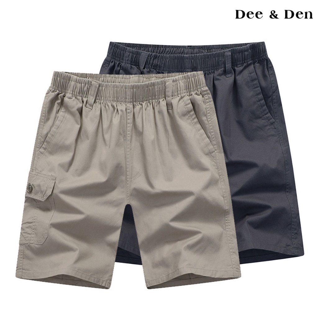 Dee&Den กางเกงขาสั้นลำลองผู้ชายไซส์ L-5XL ผ้าคอตต้อน100% Cargo Shorts สีไม่ตก ทรงสวย ใส่สบาย กางเกงขาสั้นเอวยืด