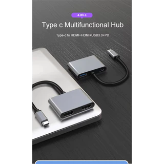อะแดปเตอร์ USB C HDMI Type c ถึง HDMI 4K 4 ใน 1 พร้อมตัวแปลงเสียงและวิดีโอ VGA USB3.0