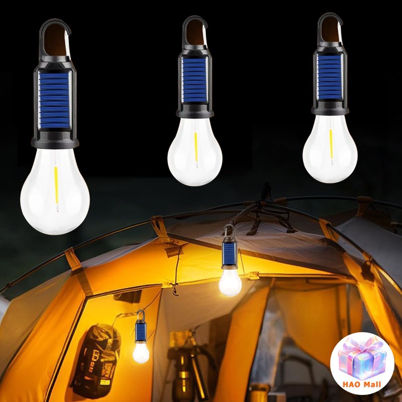 ไฟแคมป์ปิ้ง หลอดไฟ โซล่าเซลล์ LED แขวนนอกบ้าน โคมไฟเต้นท์ พกพา กันน้ำ ปรับระดับได้