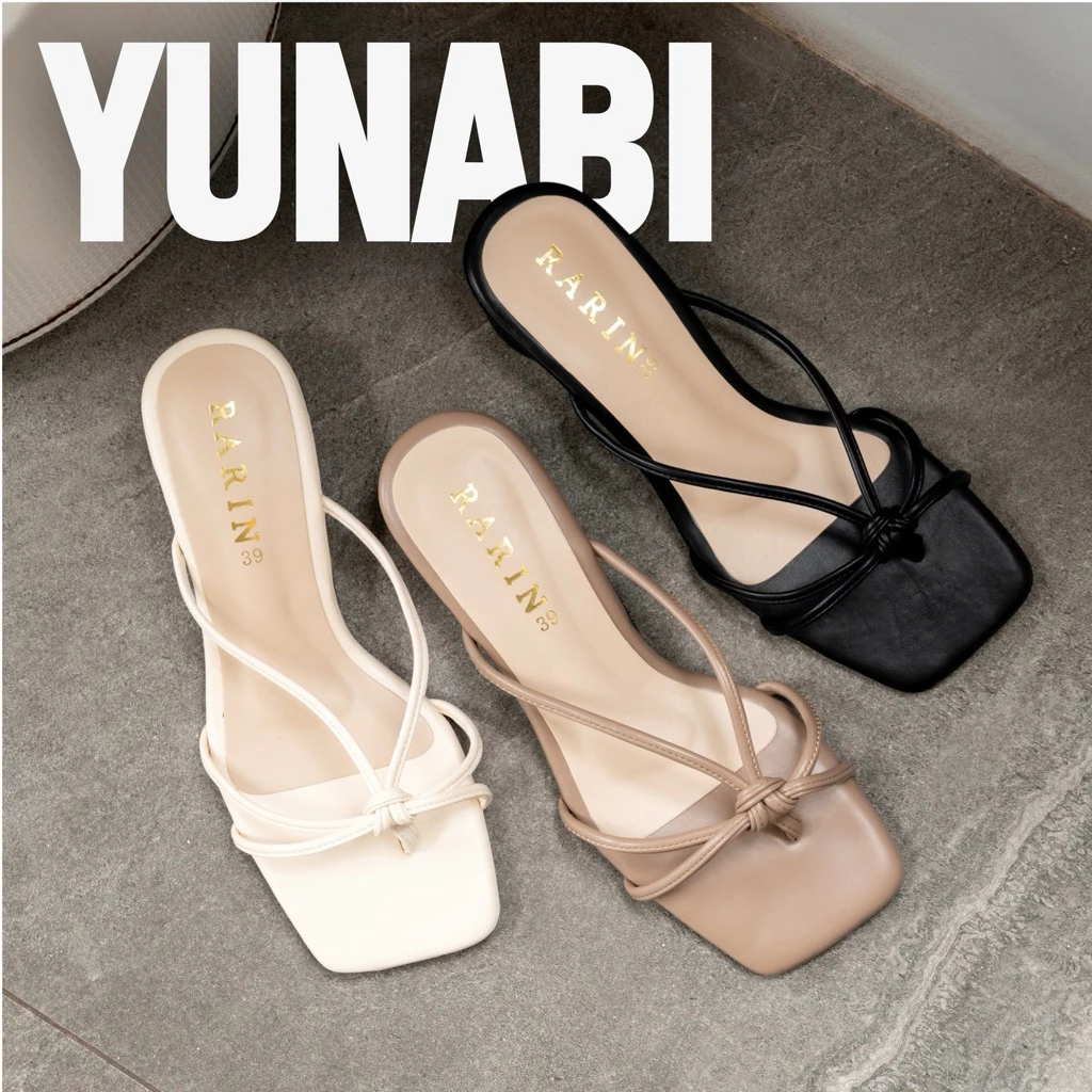 Rarin รุ่น [ Yunabi ] 36 - 41 รองเท้าส้น macaron สูง 1 นิ้ว ***เท้าอวบ เท้ากว้าง บวกเพิ่มไซส์***