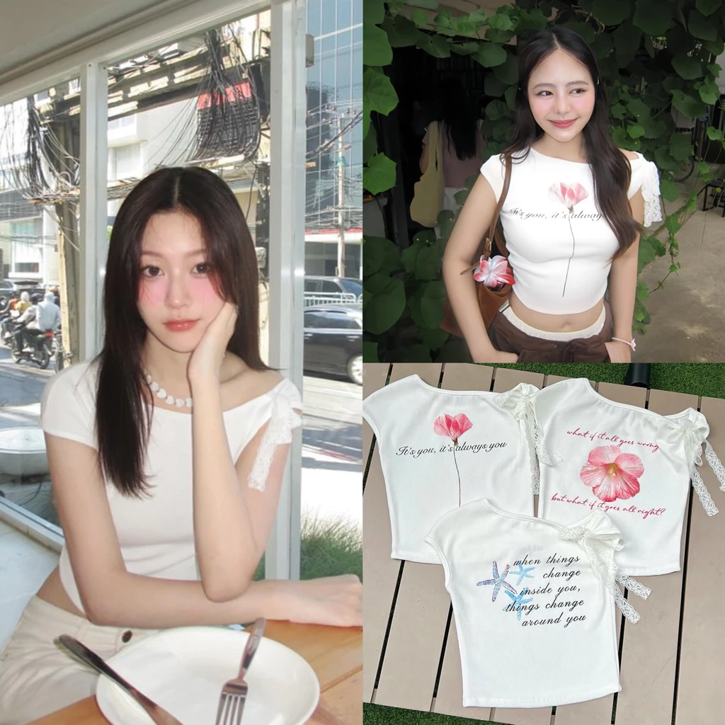 ลายใหม่เข้าเพิ่ม 🦢! ปาดไหล่ข้าฃซ้ายผูกโบว์