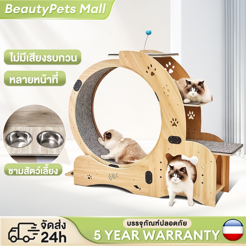 ลู่วิ่งแมว ออกกำลังกาย ขนาดใหญ่ ที่ออกกำลังกายสัตว์เลี้ยง ลู่วิ่งแมวอัพเกรดใหม่ โครงปีนแมว 5in1