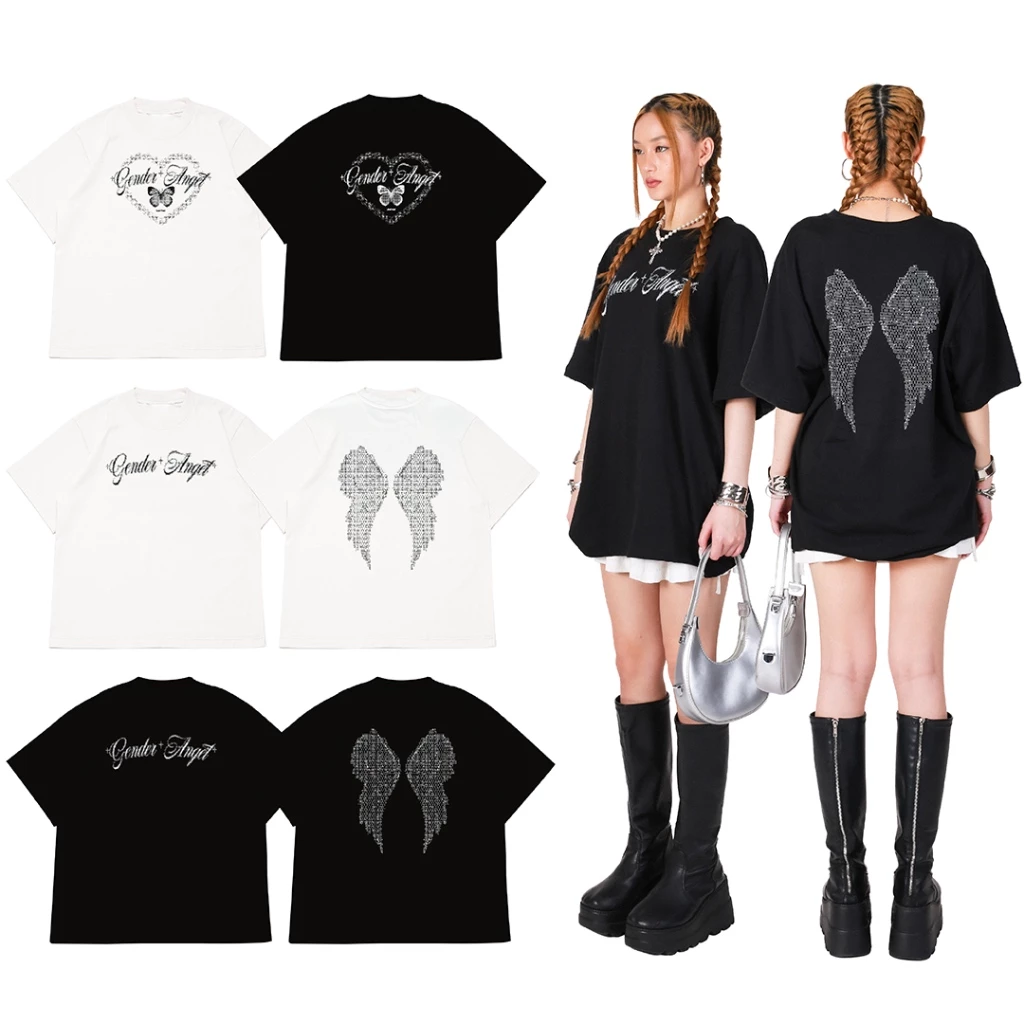 kome.offi เสื้อยืดโอเวอร์ไซส์ รุ่น Gender angel / Angel heart