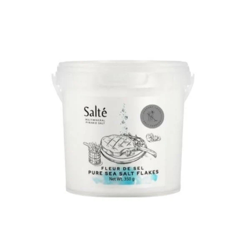 Salte' Pure Sea Salt Flakes ในถังขนาด 350 กรัม