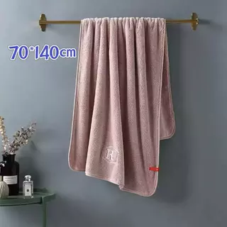 ผ้าเช็ดตัวขนแกะปะการัง ปักตัวอักษร ขนาด 70x140 ซม. ขอบหนา นุ่ม ดูดซับน้ำดี ผ้าเช็ดตัวของขวัญ น้ำหนัก 430 กรัม