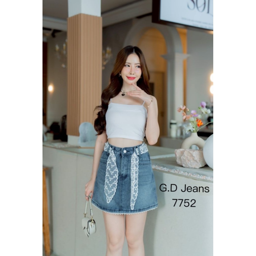 🌈👉#7752GD💥ผ้าไม่ยืด💥กางเกงกระโปรงมีซับเป็นกางเกงผ้าบางสีขาวเชือกลูกไม้ที่เอวถอดออกได้มันเป็นโบว์สวยงามก็ได่