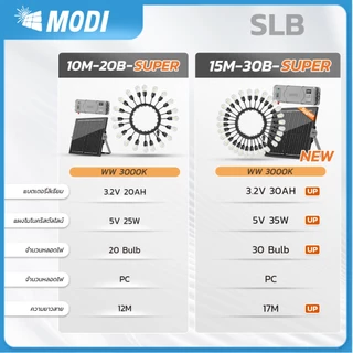 MODI ไฟห้อยระย้าโซล่าเซลล์ 15เมตร30หลอด รุ่นSUPER แสงเหลือง ตกแต่งสวน ปีใหม่ คริสมาส ปาร์ตี้