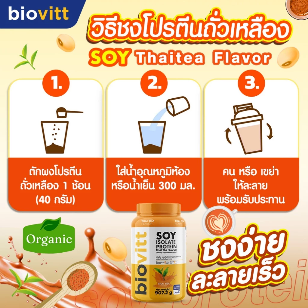 [เซตซอยโปรตีน] biovitt Soy Protein Isolate ไบโอวิต ซอยโปรตีน ไอโซเลท | โปรตีนถั่วเหลือง 907.2 g. thumbnail 9
