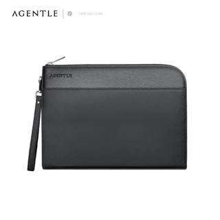 AGENTLE DUO LAYER CLUTCH กระเป๋าคลัทช์ หนัง2ลายซ้อนเลเยอร์ ซิปแอลพร้อมช่องกระดุมแม่เหล็ก