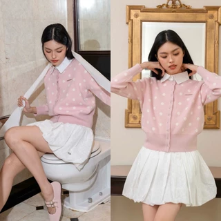 CHUUCHOP - Bunny dot cardigan คาดิแกนไหมพรมลายจุด (C8395)