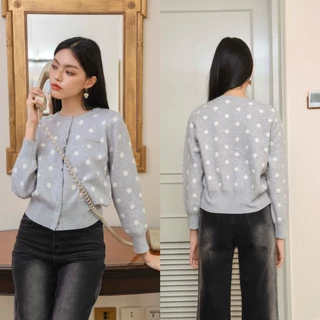 CHUUCHOP - Bunny dot cardigan คาดิแกนไหมพรมลายจุด (C8395)