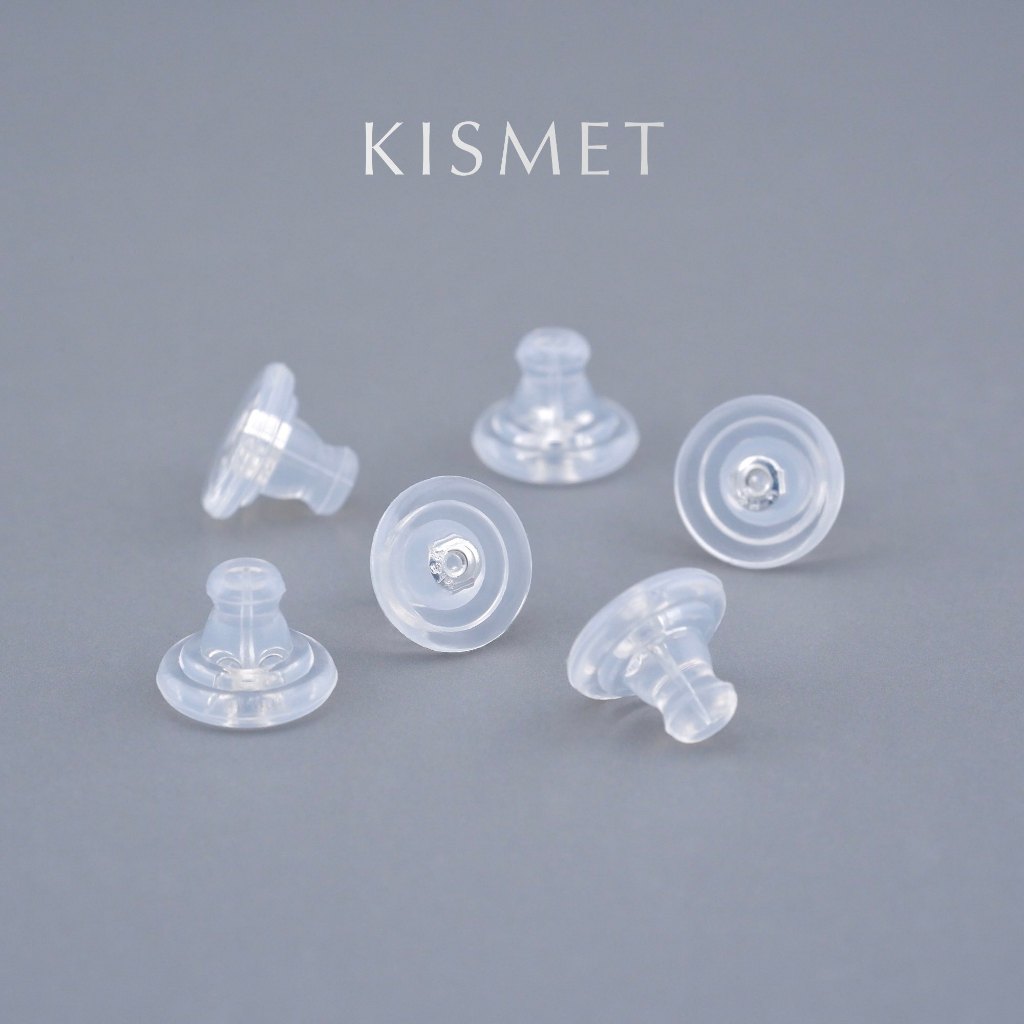 Kismet - Soft Wide Silver แป้นต่างหูซิลิโคน โลหะสีเงินสว่าง หน้ากว้าง 10 มิล คุณภาพดี เหมาะสำหรับผิวแพ้ง่าย | KM001-LS