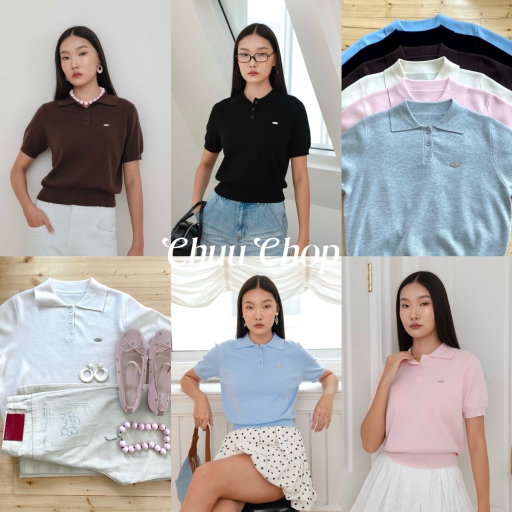 chuuchop(S-XL) Mooncake Polo Knit เสื้อโปโลไหมพรม (C8411)