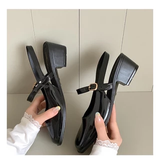 รองเท้าสําหรับหนังแมรี่เจน เรโทร รองเท้าส้นหนา ส้นสูง4CM เท้าอวบอ้วนเพิ่มไซส์ 1-2ไซส์ #627