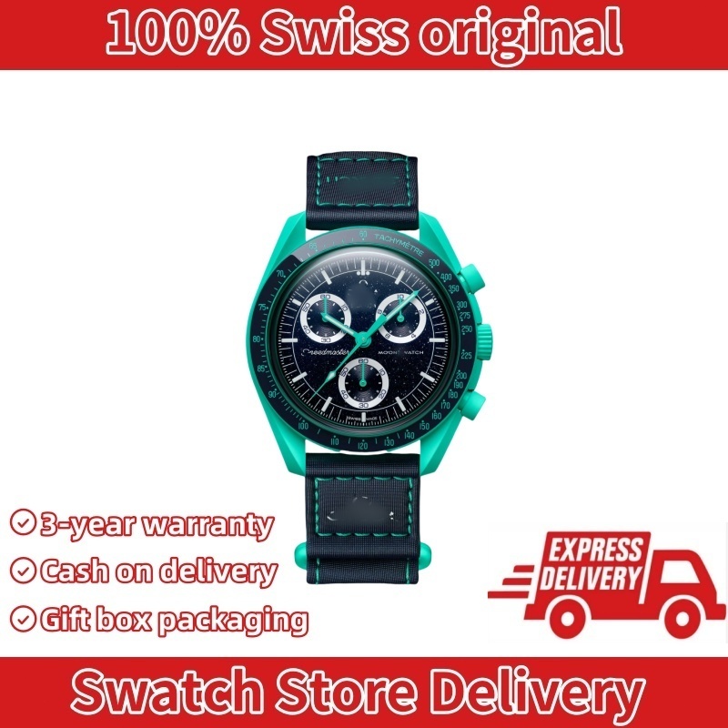 [แท้] MISSION ON EARTH - POLAR LIGHTS SO33L103 Joint Planet Series Watch Moonswatch Casual Fashion W