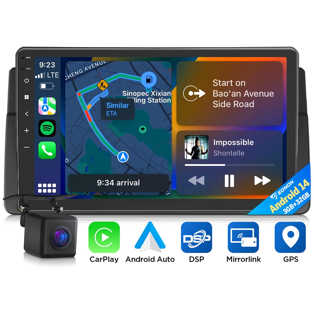 Eonon จอ android รถยนต์ BMW E46 M3 318i 328i Android 14 พร้อม Apple CarPlay และ Android Auto E46X7